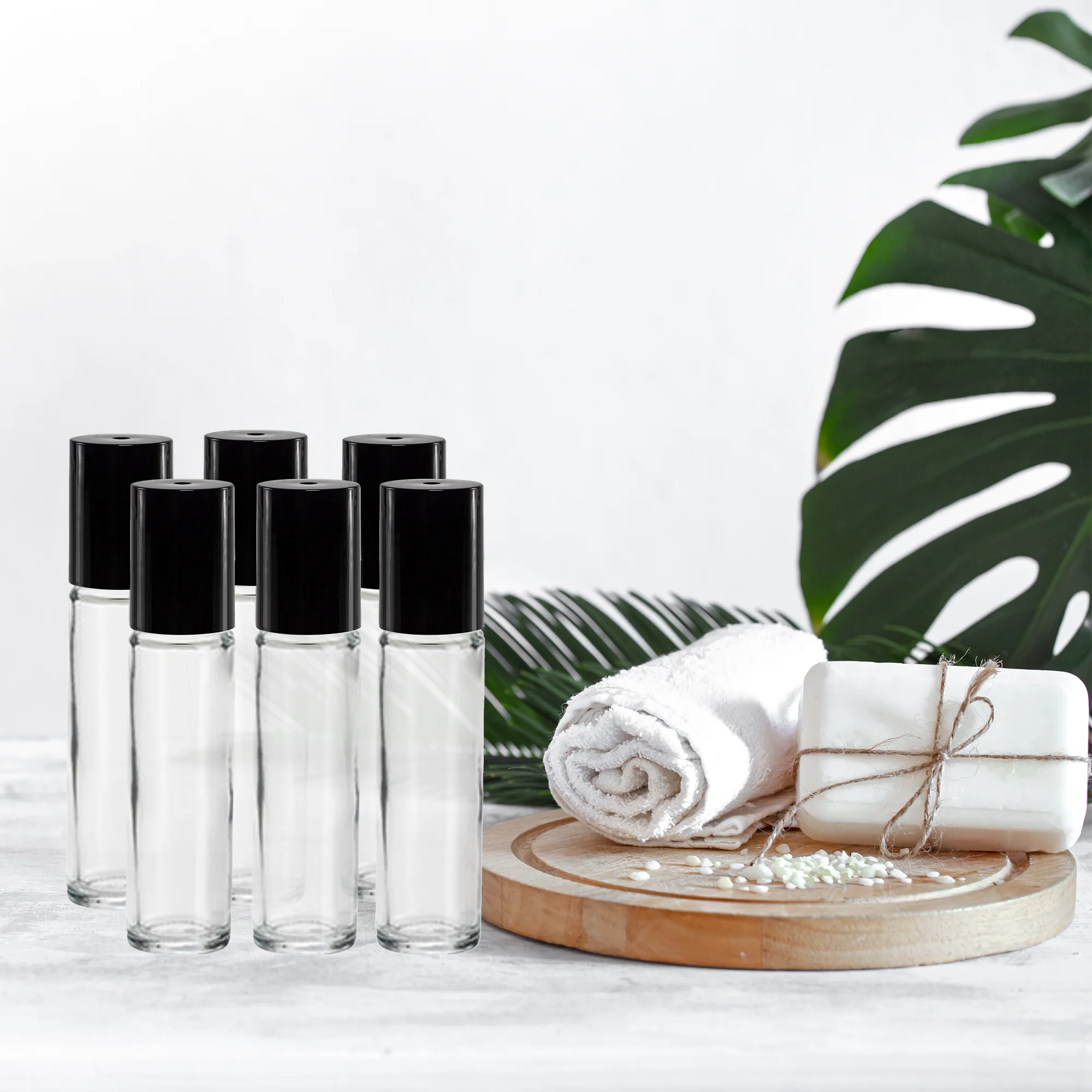 Refillable 10ML Glass Roll on bottle| Plastic Roller Ball  6 ct.