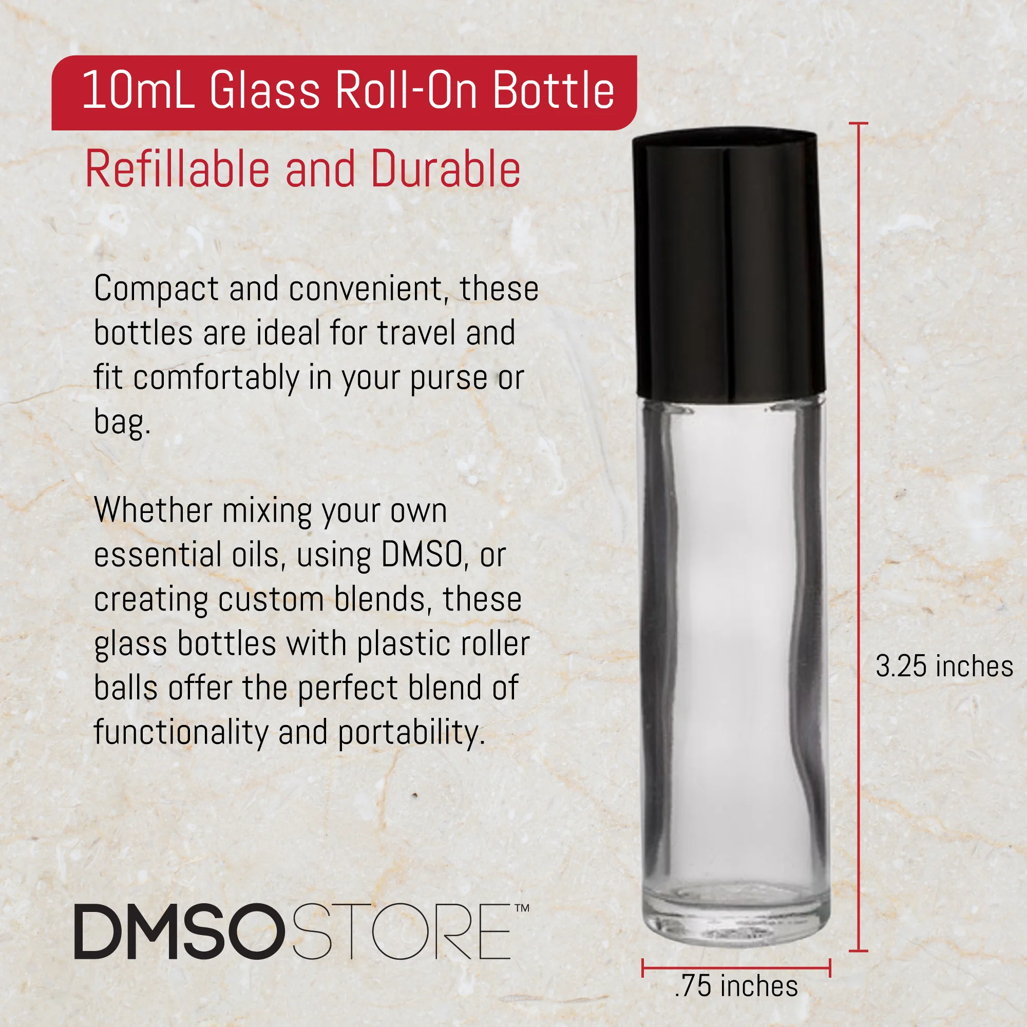 Refillable 10ML Glass Roll on bottle| Plastic Roller Ball  6 ct. - Image 6