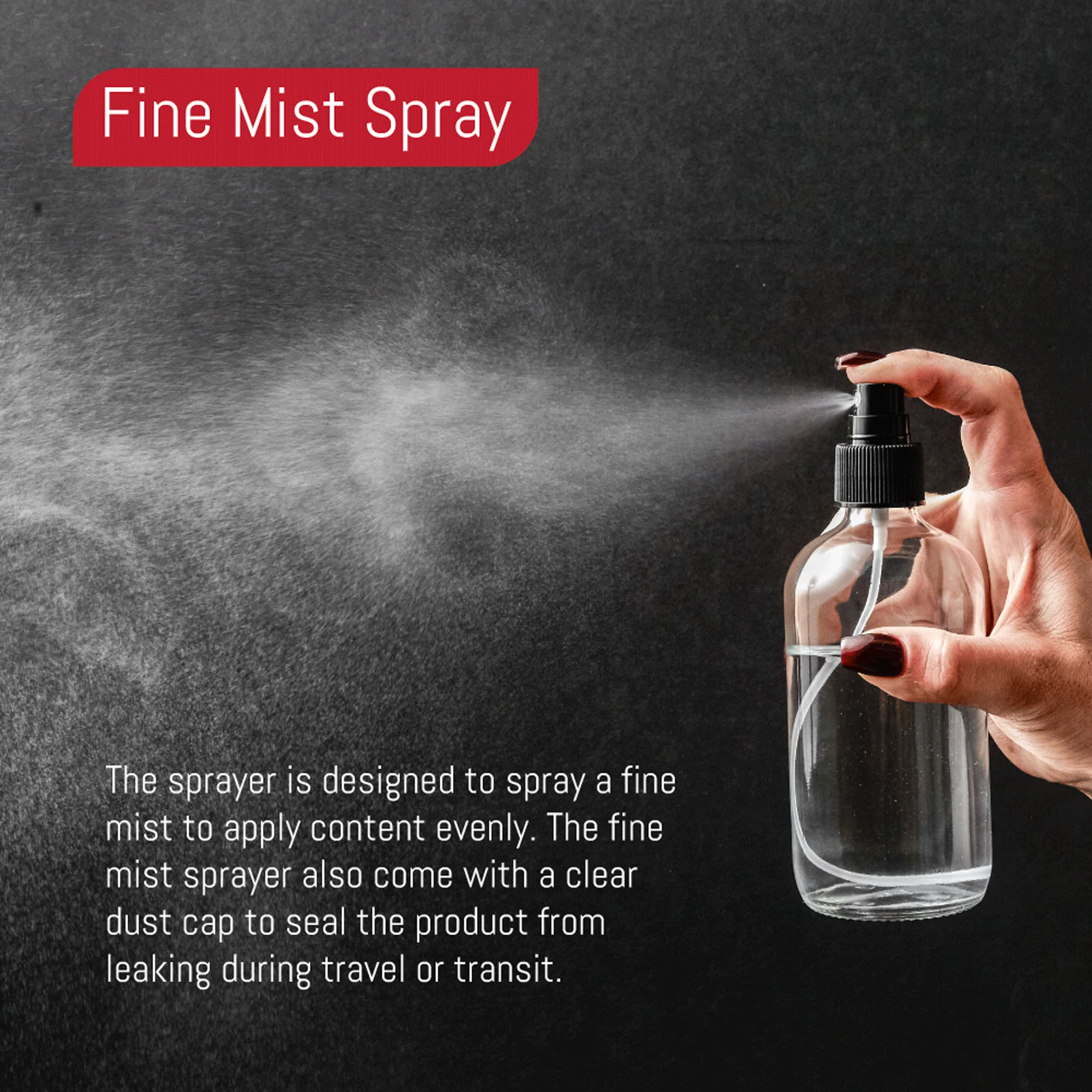 2 Clear Glass 8 oz Bottles with Fine Mist Sprayer | BPA- and Lead-Free - Image 5