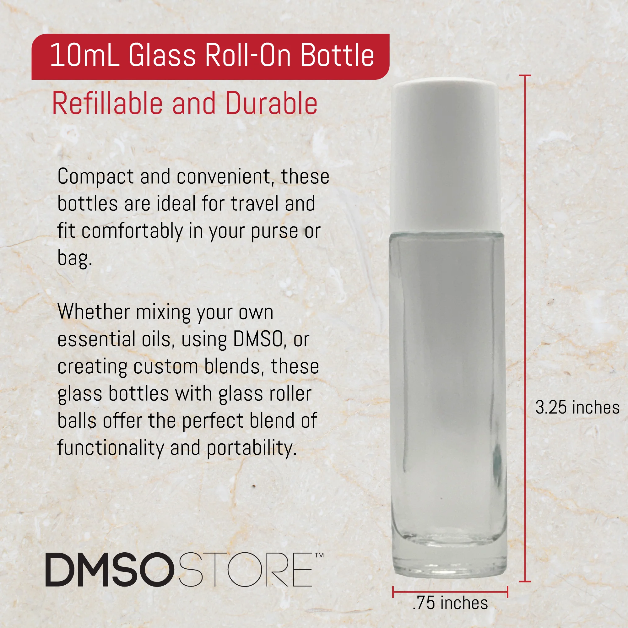 Refillable Roll on kit 10 ML. Glass Roller Ball & Container 6 ct. - Image 5