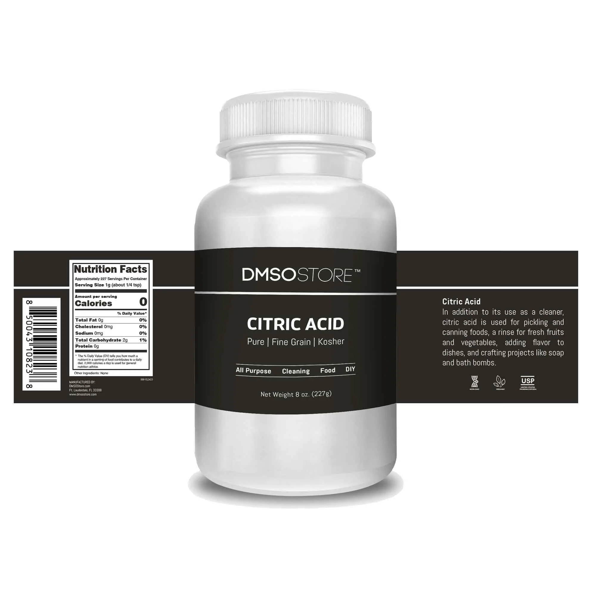 8 oz Pure Citric Acid USP Food Grade, Anhydrous, Fine Grain Powder, Kosher, Non-GMO - Image 3