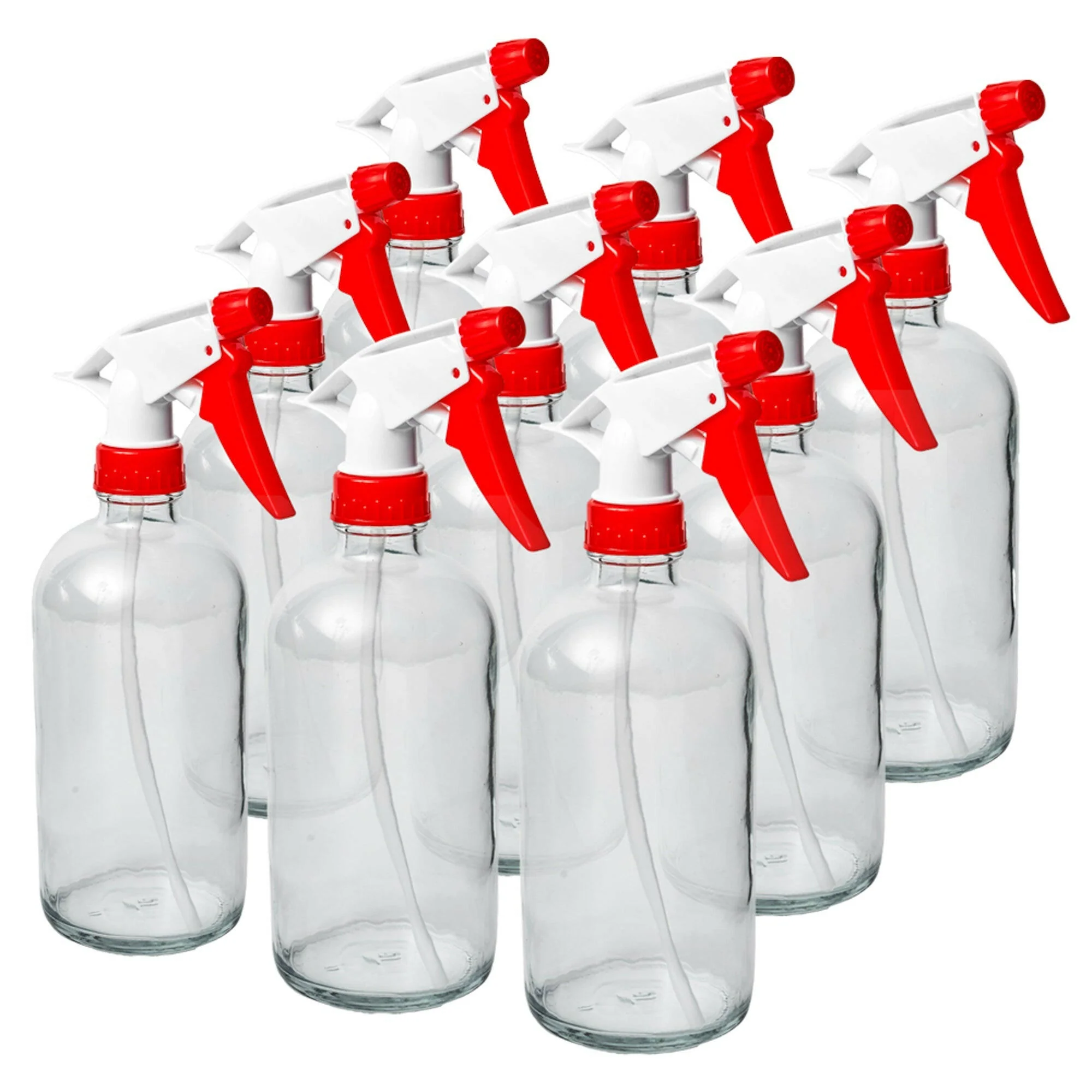 Glass Spray Bottles (8 oz.) with Red trigger sprayer 9 ct.