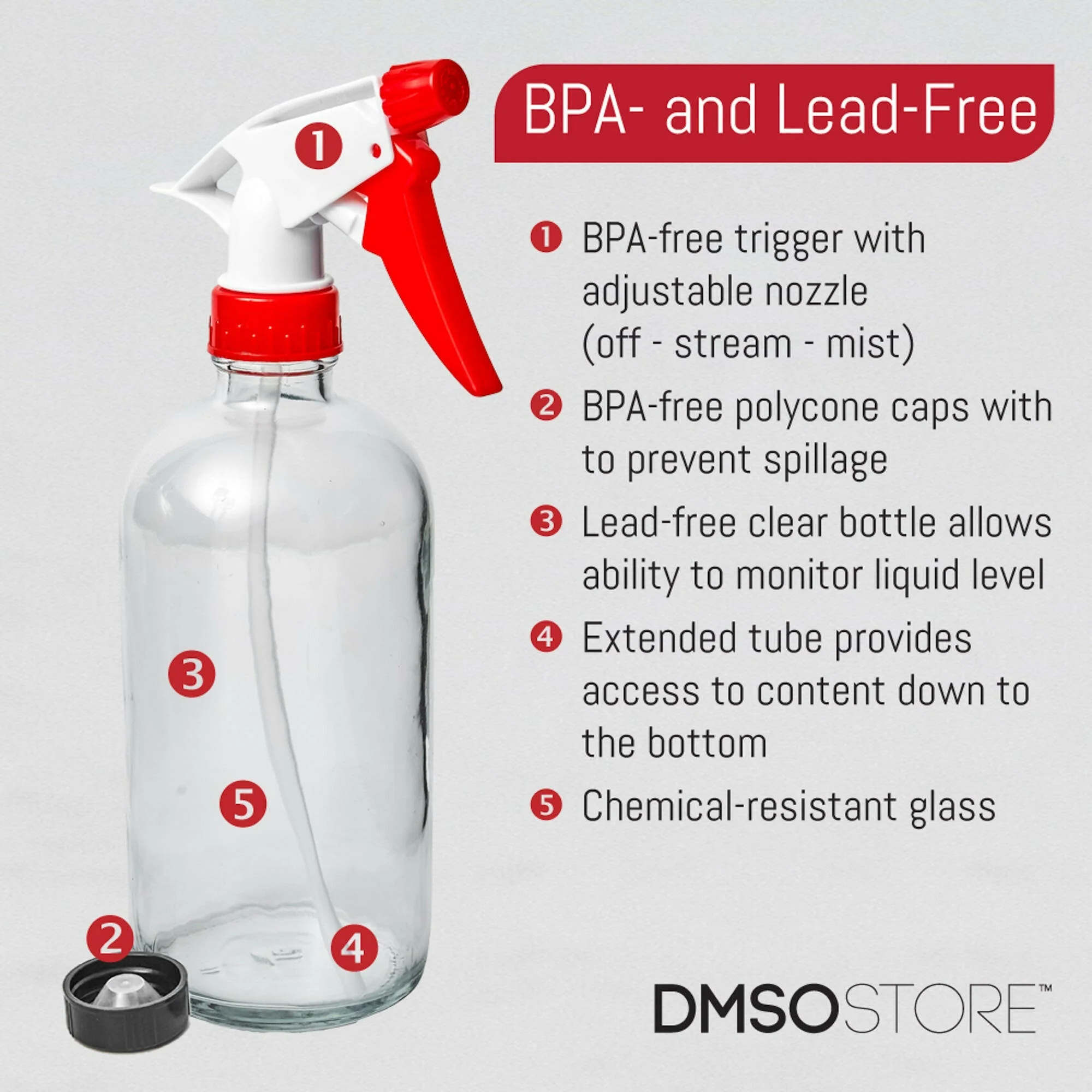 Glass Spray Bottles (8 oz.) with Red trigger sprayer 4 ct. - Image 3