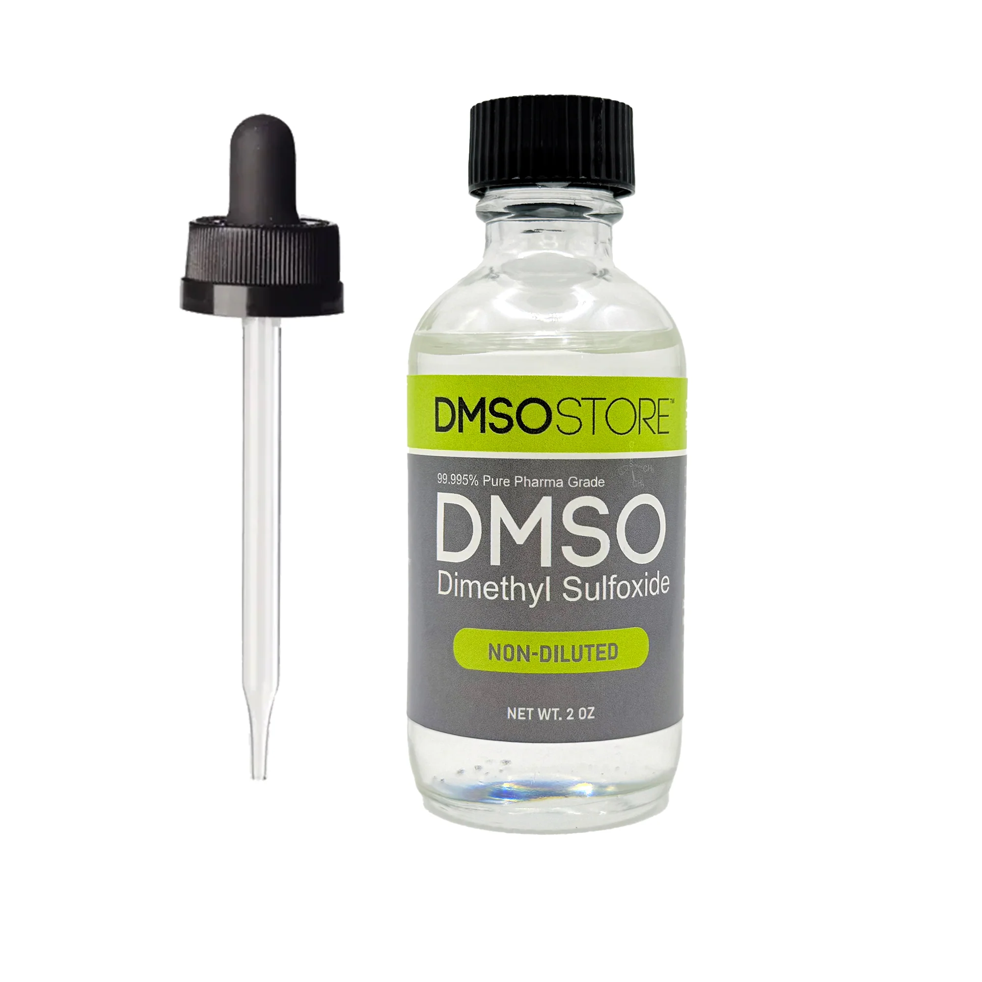 DMSO Liquid 2 oz Non-Diluted 99.995% in a Glass Bottle w/ Dropper