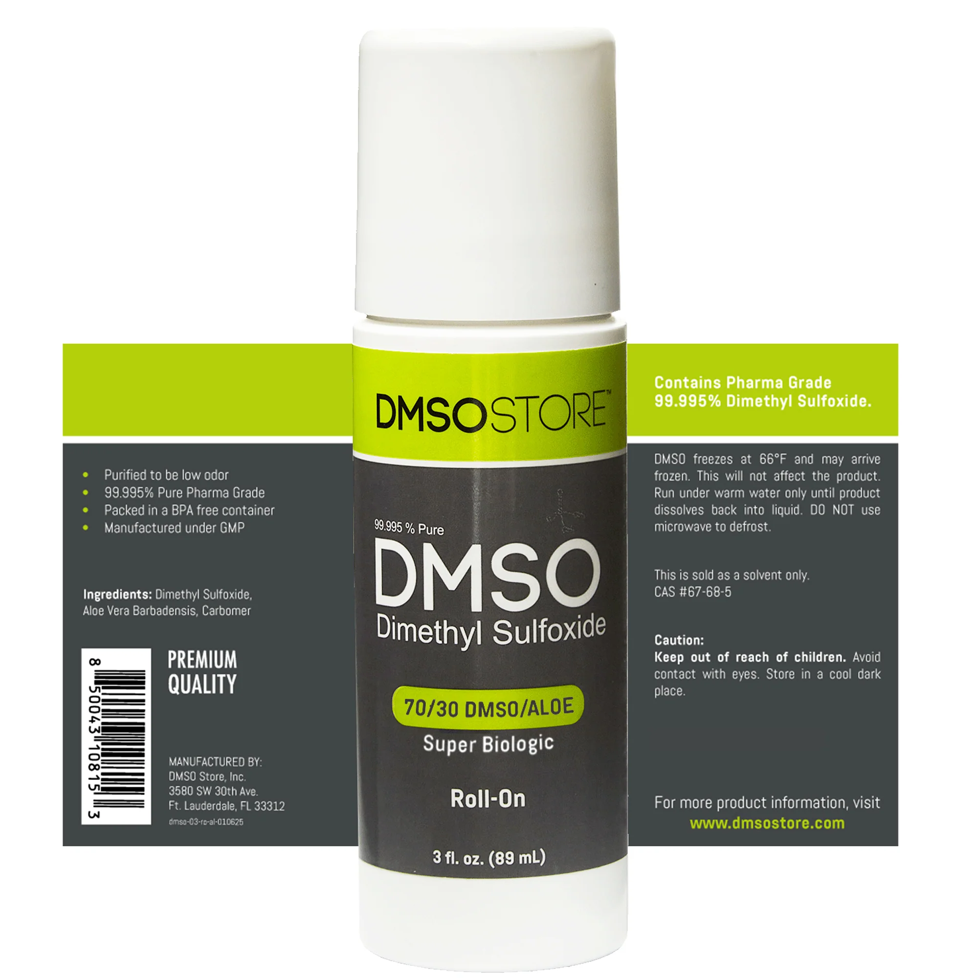 DMSO Roll-on 3oz. 70/30 Aloe Vera with 99.995% Low Odor Pharma Grade 5 Pack - Image 4