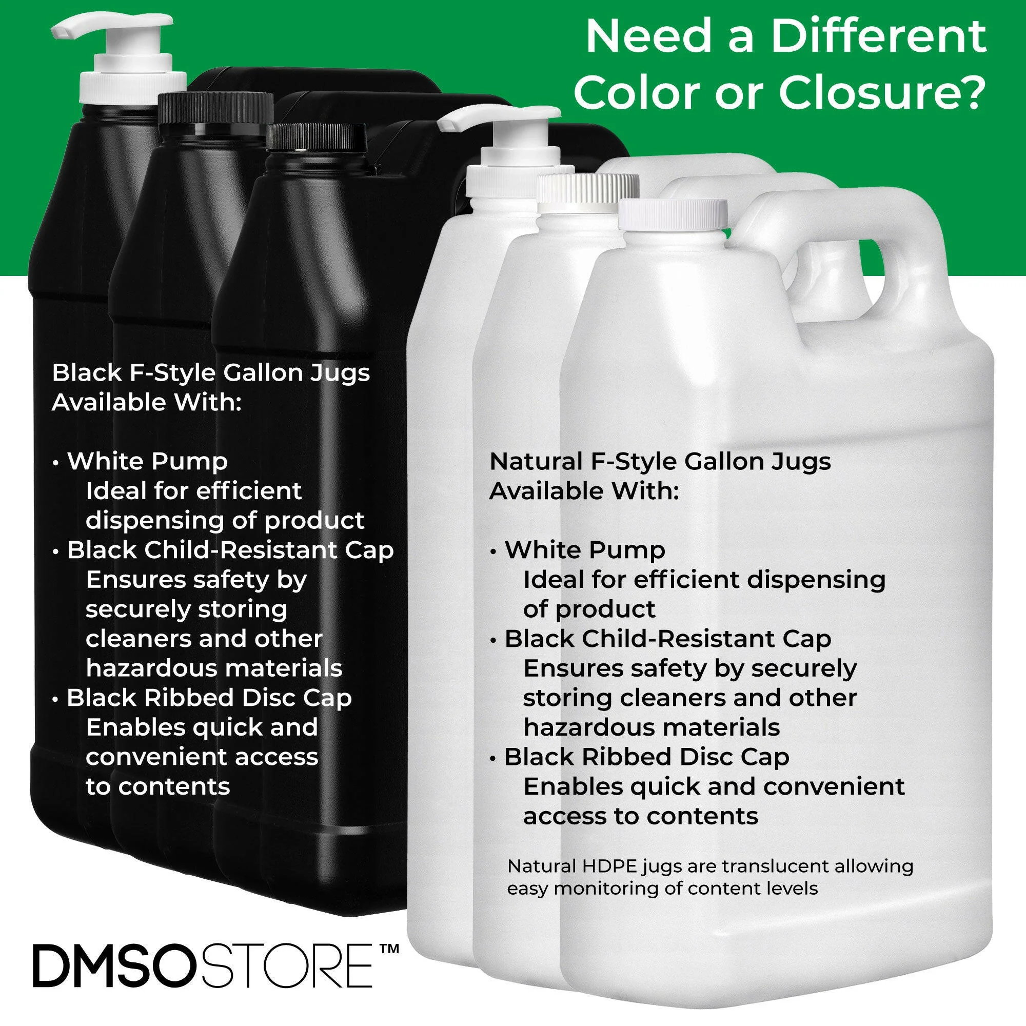 F-Style 38/400 Black 1 Gallon Bottle HDPE Jug w/ Push Pump (128oz) - Image 3