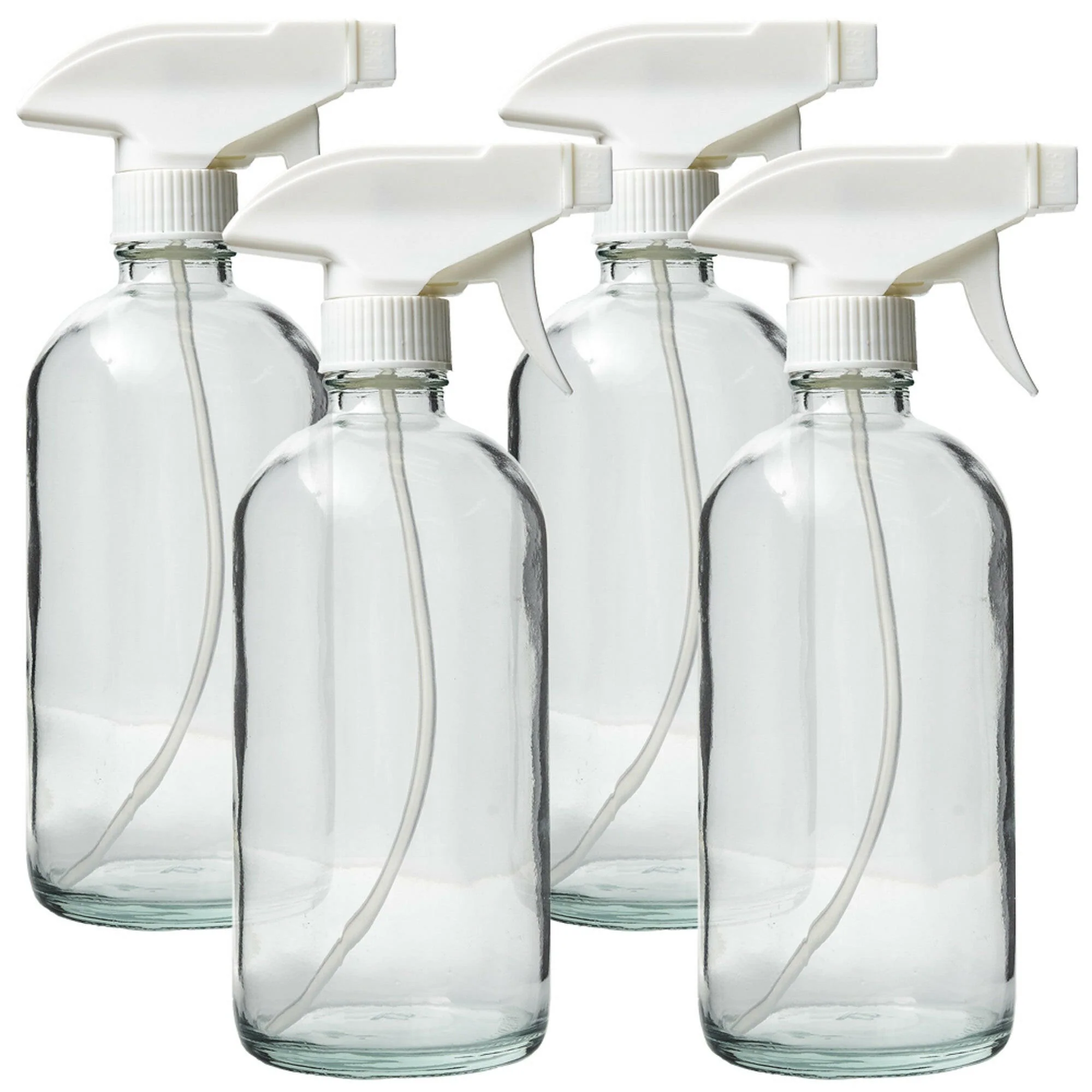 Four Glass Spray Bottles (8 oz.) with white Trigger Sprayer