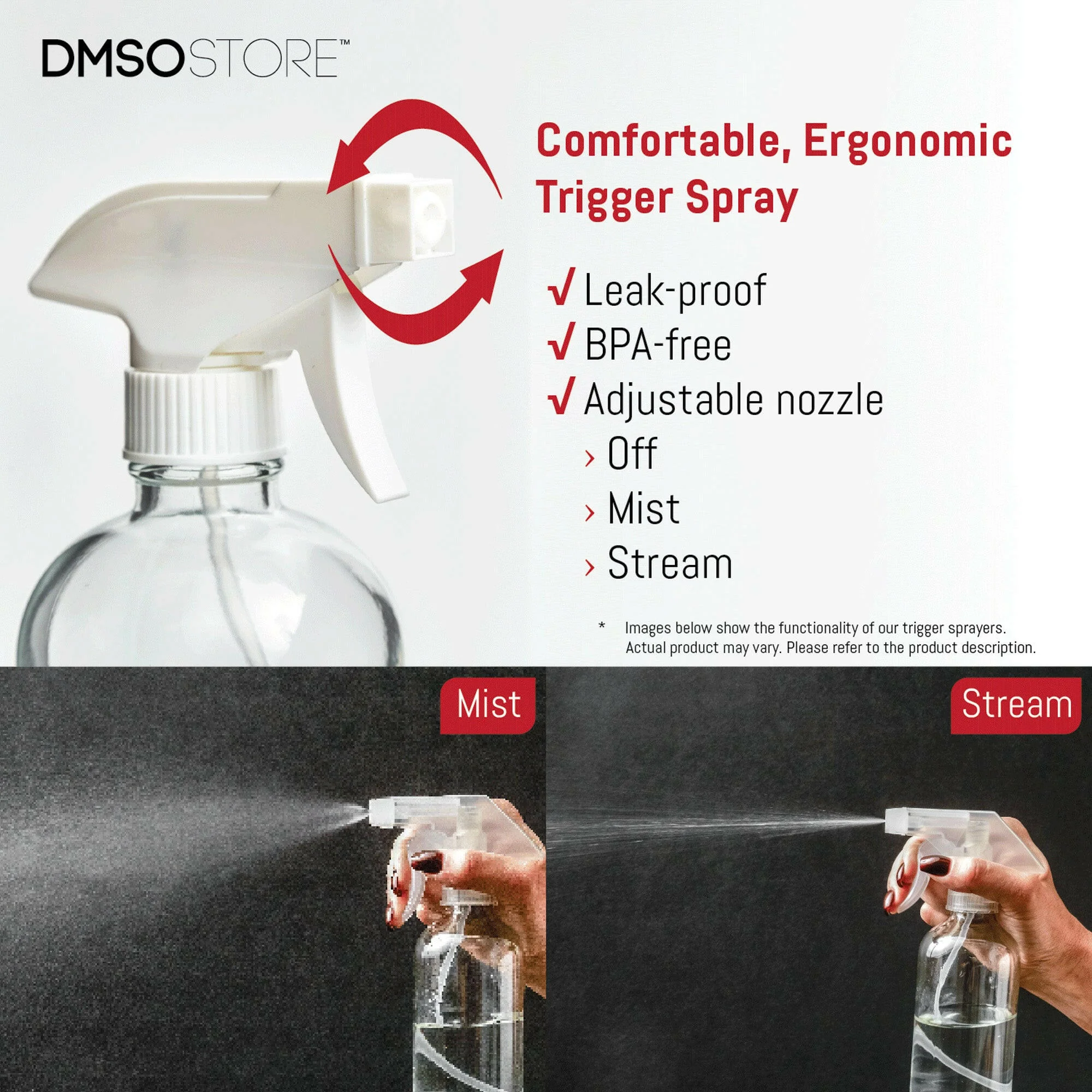 Glass Spray Bottles (8 oz.) with White trigger sprayer 6 CT. - Image 3
